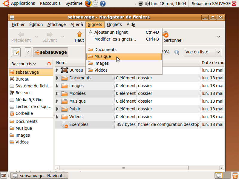 Capture d'cran du thme standard Ubuntu