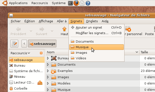 Capture d'cran du look standard d'Ubuntu