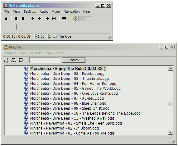 Our playlist in VLC