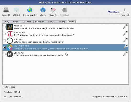 Capture d'écran de la fenêtre d'installation présentant différents systèmes d'exploitation.