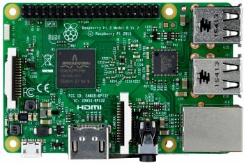 Photo de la carte Raspberri Pi 3 B vue de dessus.
