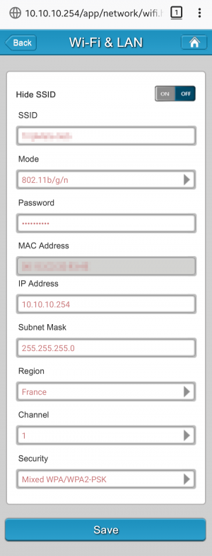 Réglages WiFi